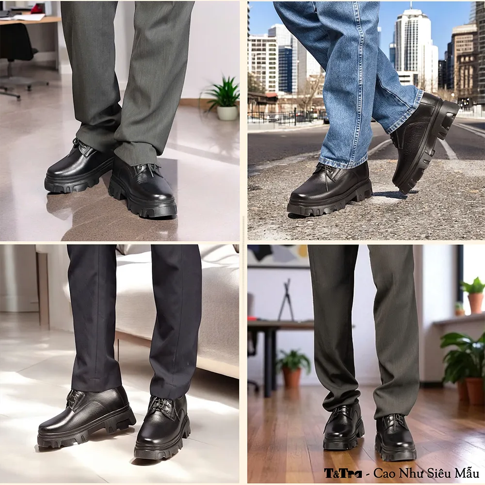 GIÀY TĂNG CHIỀU CAO NAM  SIÊU NHẸ T167 ĐEN SỌC CAO 13CM