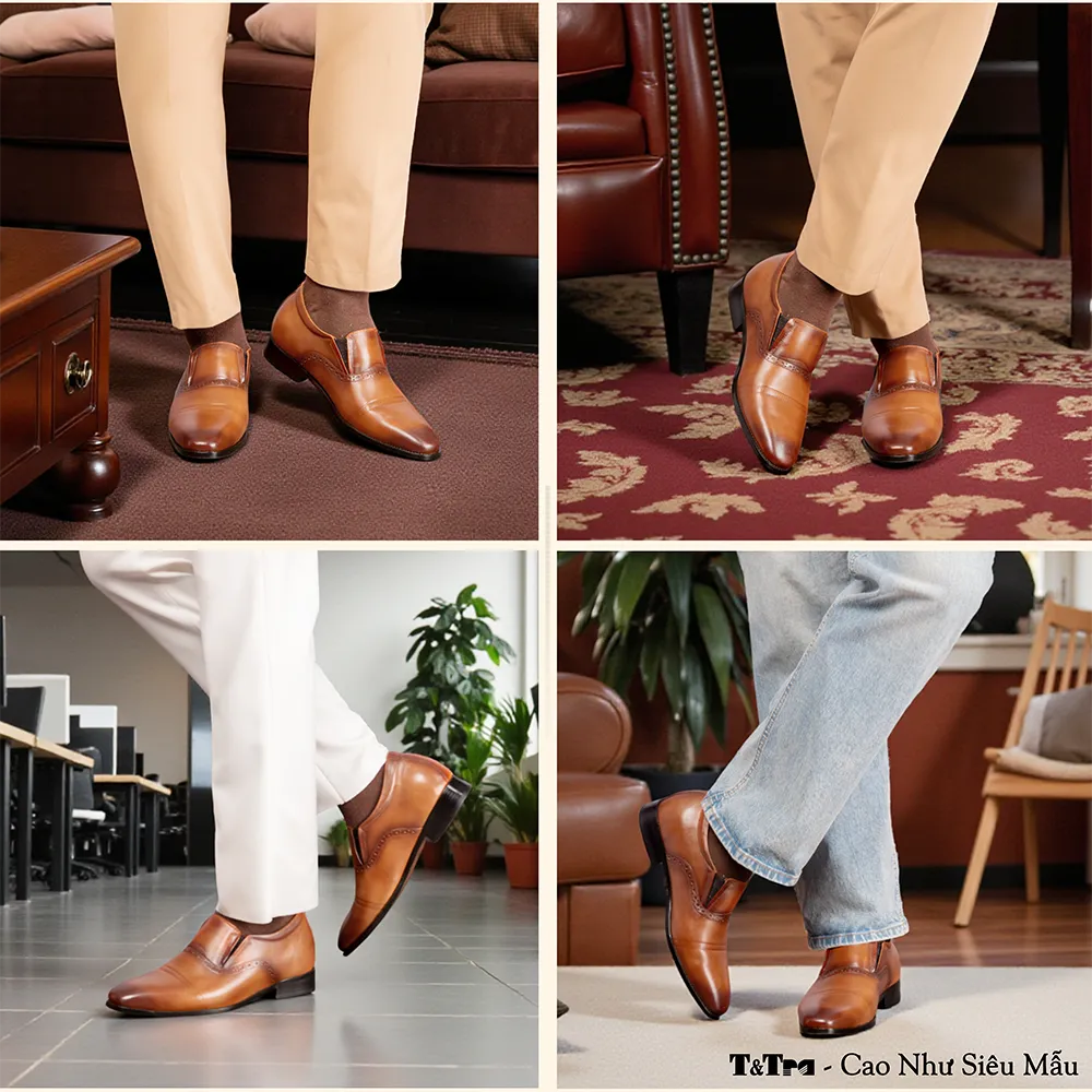 GIÀY TĂNG CHIỀU CAO NAM A211 NÂU BÒ CAO 6CM