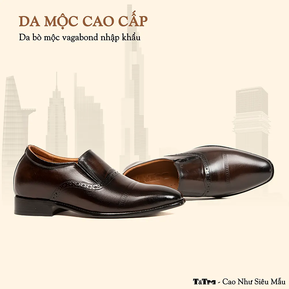 GIÀY TĂNG CHIỀU CAO NAM A211 NÂU TỐI CAO 6CM