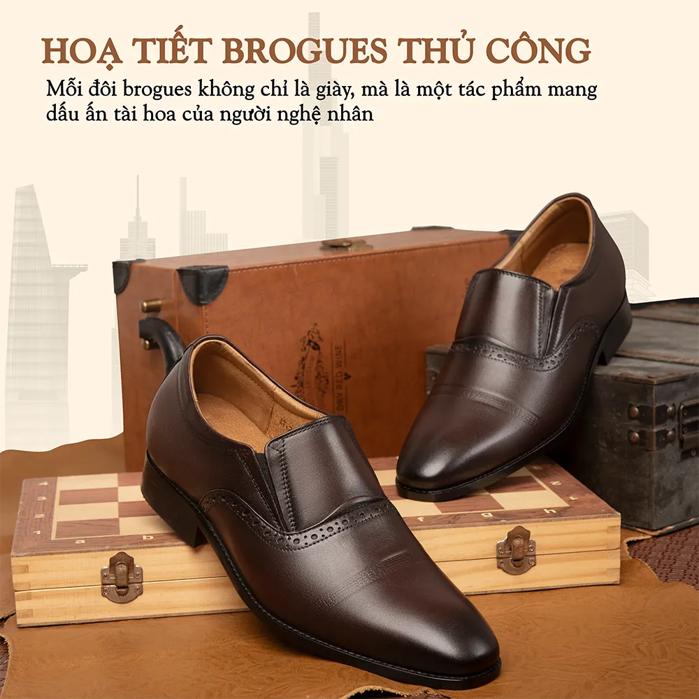 GIÀY TĂNG CHIỀU CAO NAM A211 NÂU TỐI CAO 6CM