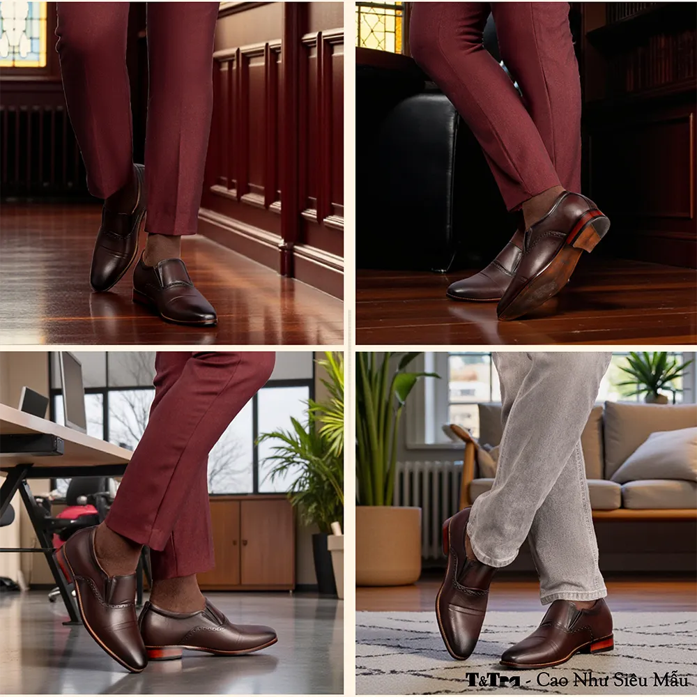 GIÀY TĂNG CHIỀU CAO NAM A211 NÂU TỐI CAO 6CM