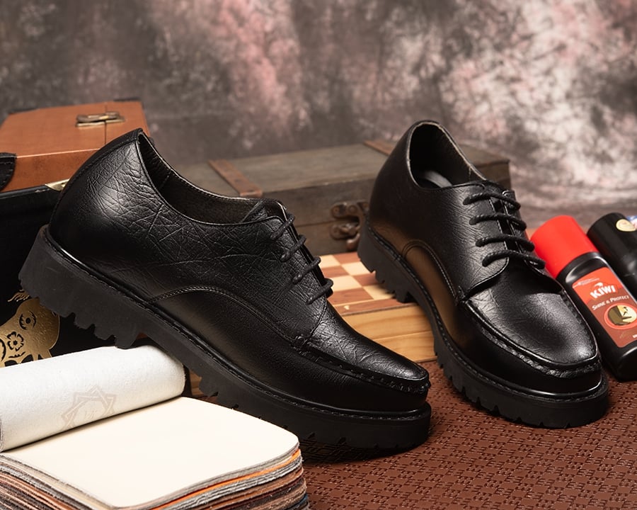 GIÀY CAO NAM SIÊU NHẸ T325 ĐEN SỌC CAO 7CM