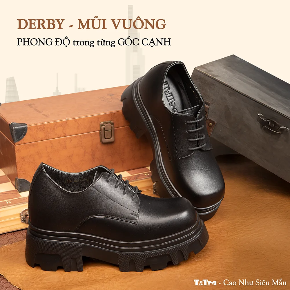 GIÀY TĂNG CHIỀU CAO NAM  SIÊU NHẸ T168 ĐEN CAO 11CM