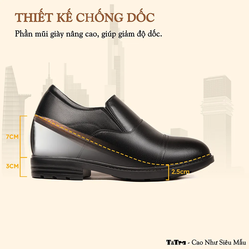 GIÀY ĐỘN NAM CAO 10CM SIÊU ÊM- CHỐNG DỐC T93 ĐEN
