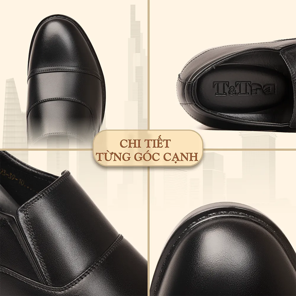 GIÀY ĐỘN NAM CAO 10CM SIÊU ÊM- CHỐNG DỐC T93 ĐEN