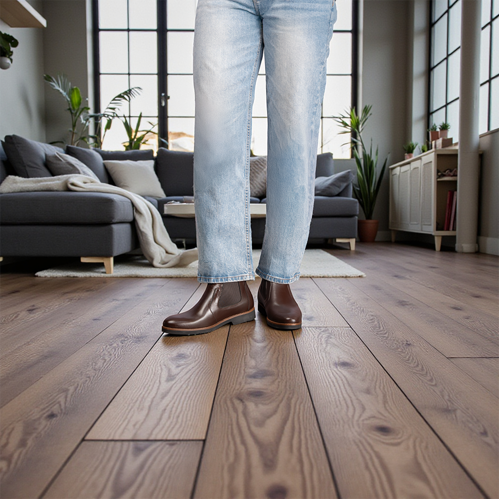 GIÀY CHELSSEA BOOTS NAM S1077 NÂU TỐI 7CM