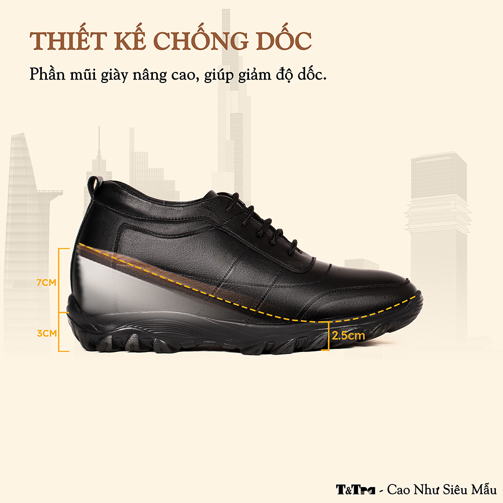 GIÀY NAM ĐẾ CAO T37 ĐEN CAO 10CM
