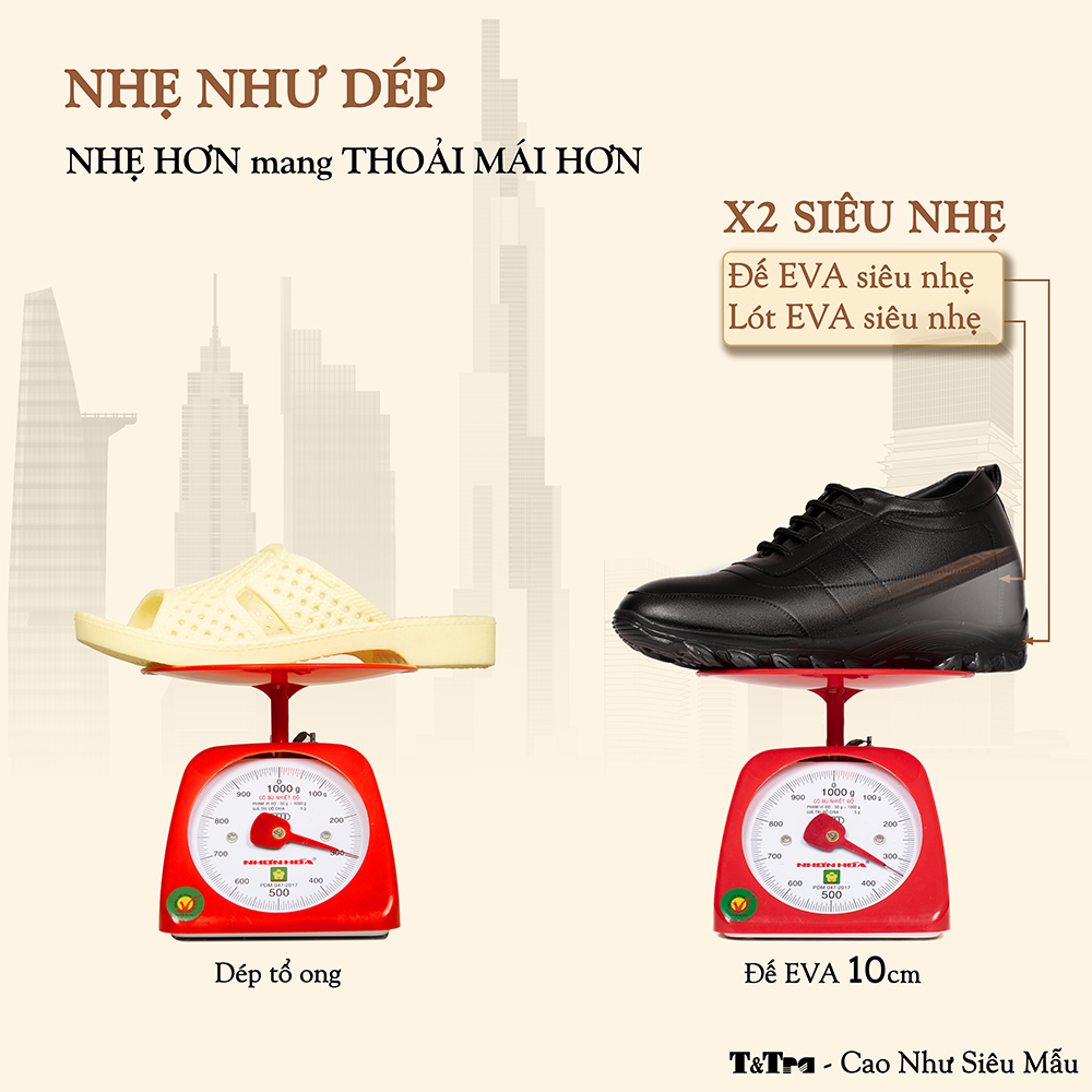 GIÀY NAM ĐẾ CAO T37 ĐEN CAO 10CM