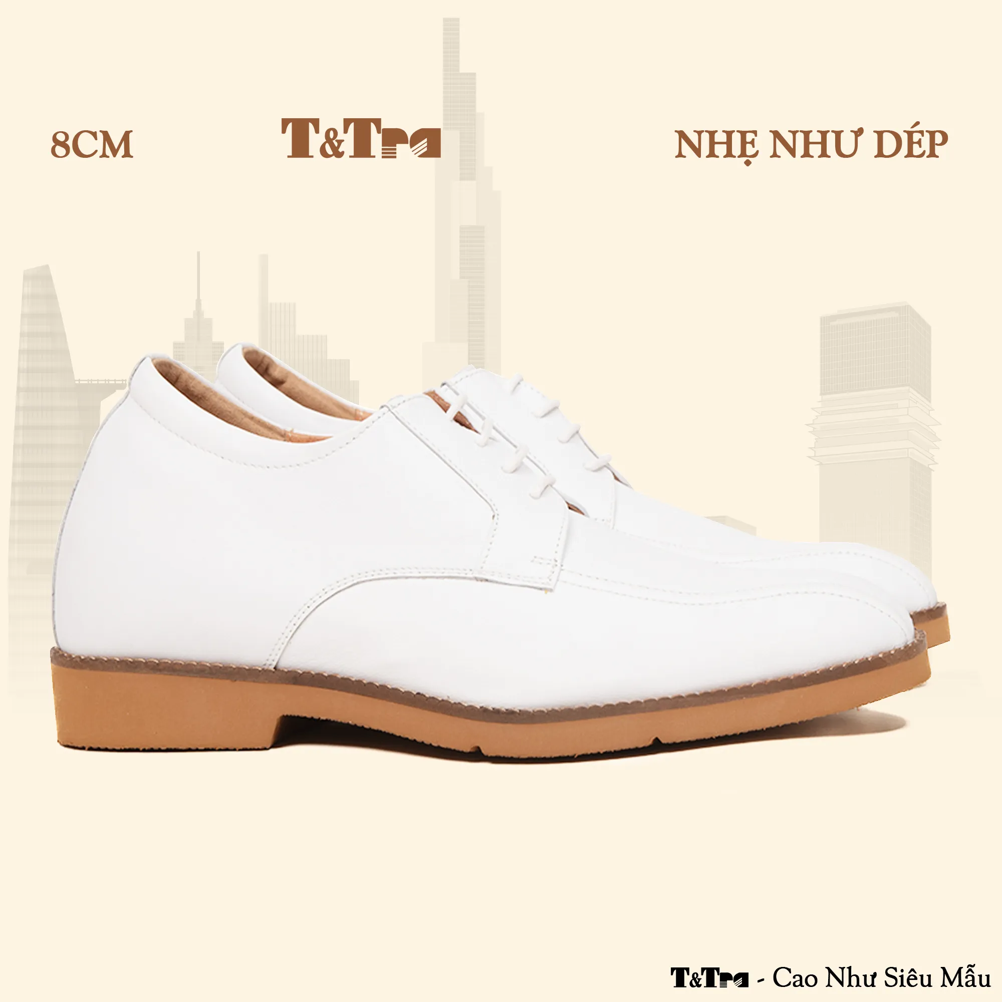 GIÀY TĂNG CHIỀU CAO NAM SIÊU NHẸ S1096 TRẮNG CAO 8CM