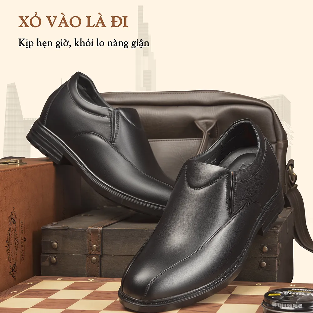GIÀY NAM ĐẾ CAO 8CM SIÊU ÊM- CHỐNG DỐC T77 ĐEN