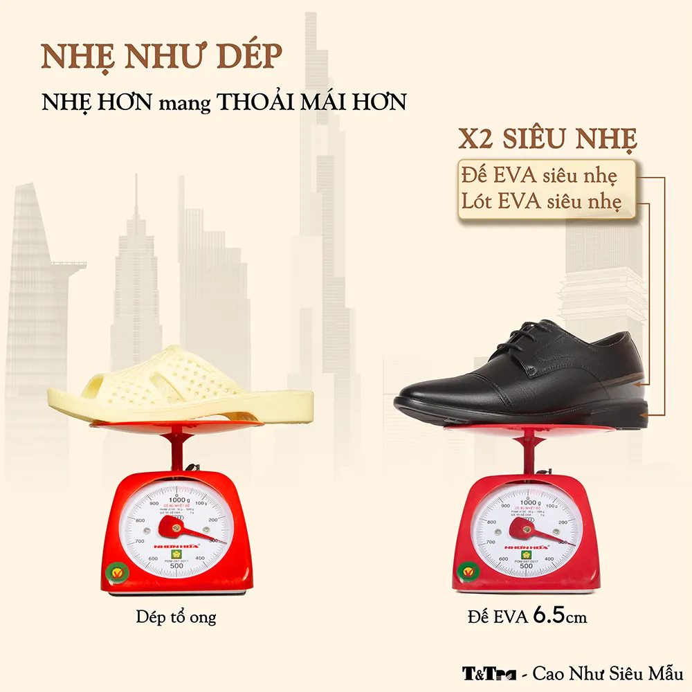 GIÀY CAO NAM T451 ĐEN CAO 6.5CM