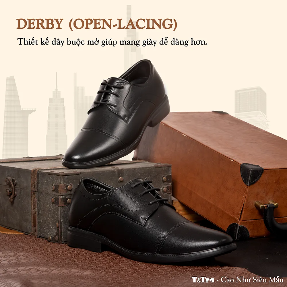 GIÀY CAO NAM T451 ĐEN CAO 6.5CM