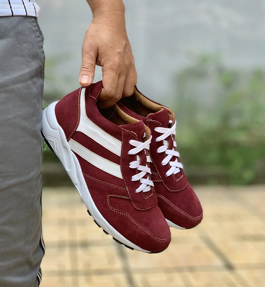 GIÀY CAO NAM SIÊU NHẸ - SIÊU ÊM T20 ĐỎ ĐÔ 8CM