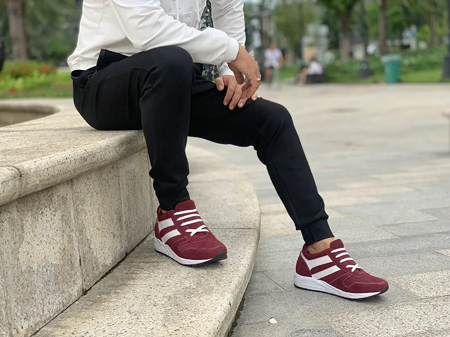 GIÀY CAO NAM SIÊU NHẸ - SIÊU ÊM T20 ĐỎ ĐÔ 8CM