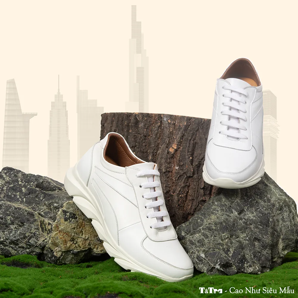 GIÀY ĐẾ CAO NAM SIÊU NHẸ T228 TRẮNG CAO 6CM