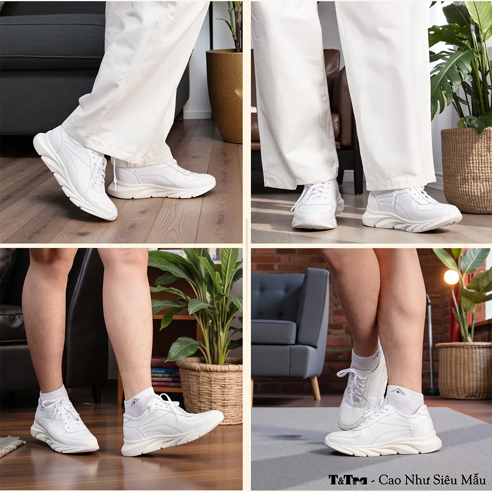 GIÀY ĐẾ CAO NAM SIÊU NHẸ T228 TRẮNG CAO 6CM