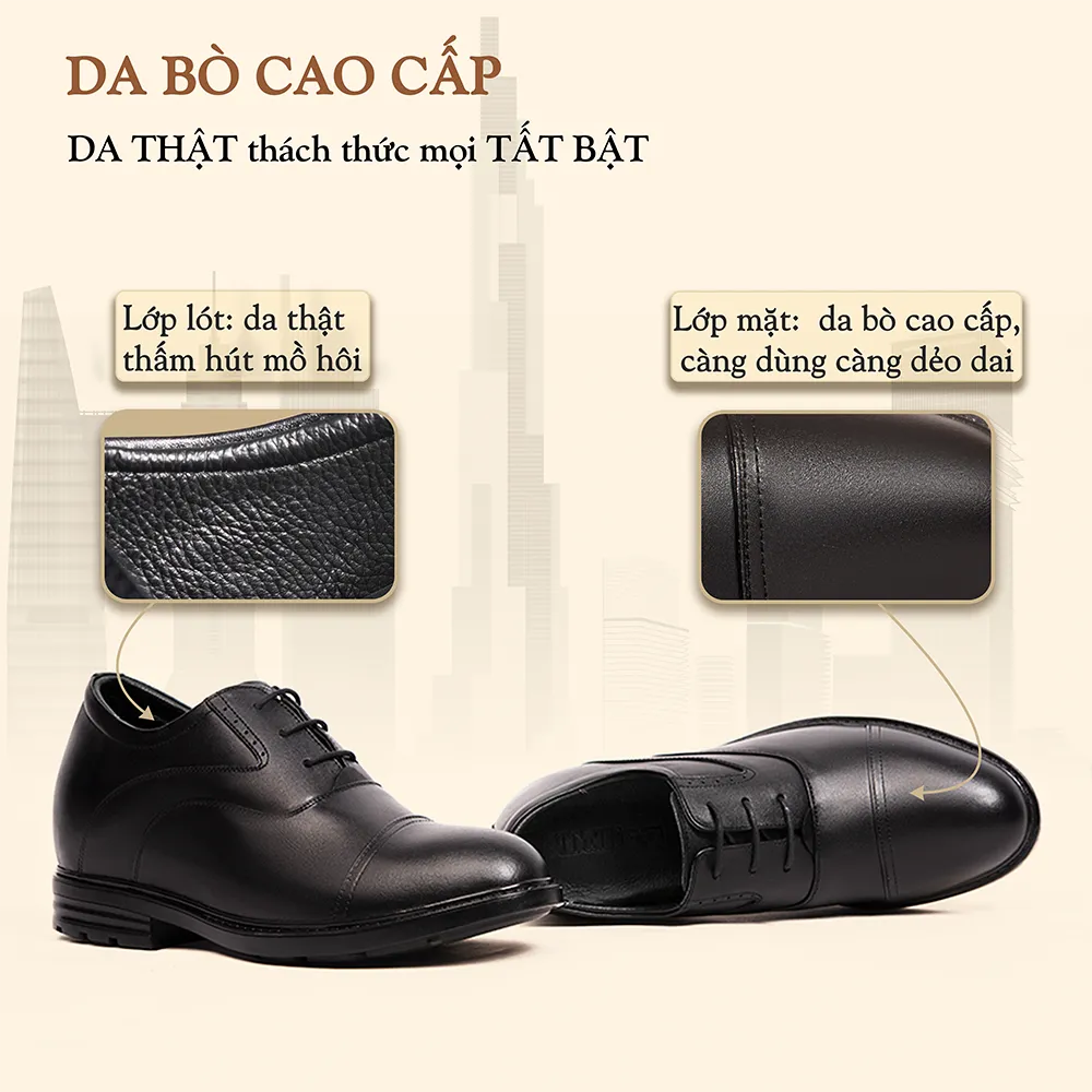 GIÀY ĐỘN NAM CAO 8CM SIÊU ÊM- CHỐNG DỐC T86 ĐEN