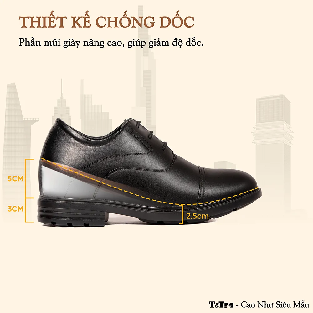 GIÀY ĐỘN NAM CAO 8CM SIÊU ÊM- CHỐNG DỐC T86 ĐEN