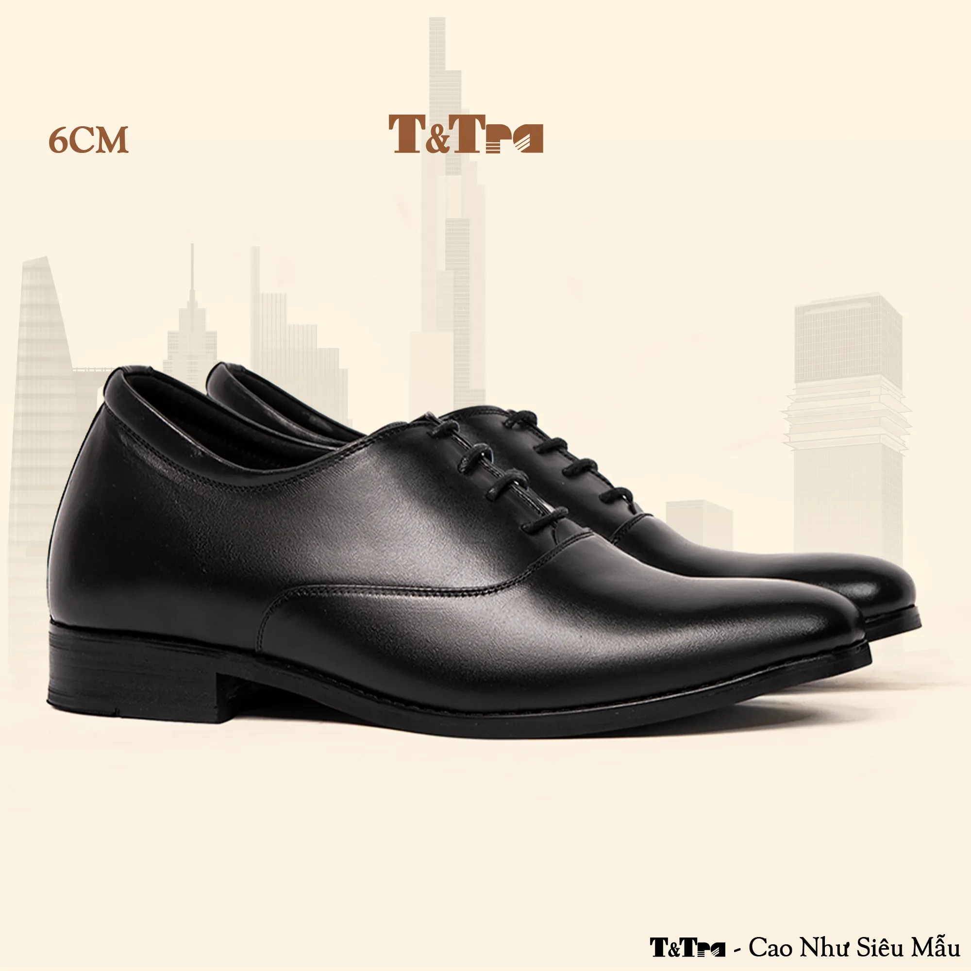 GIÀY CAO NAM S1008 ĐEN CAO 6CM