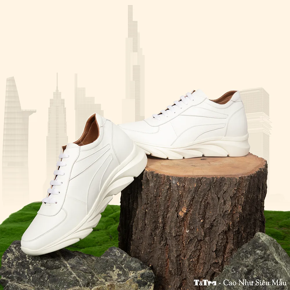 GIÀY ĐẾ CAO NAM SIÊU NHẸ T228 TRẮNG CAO 8CM