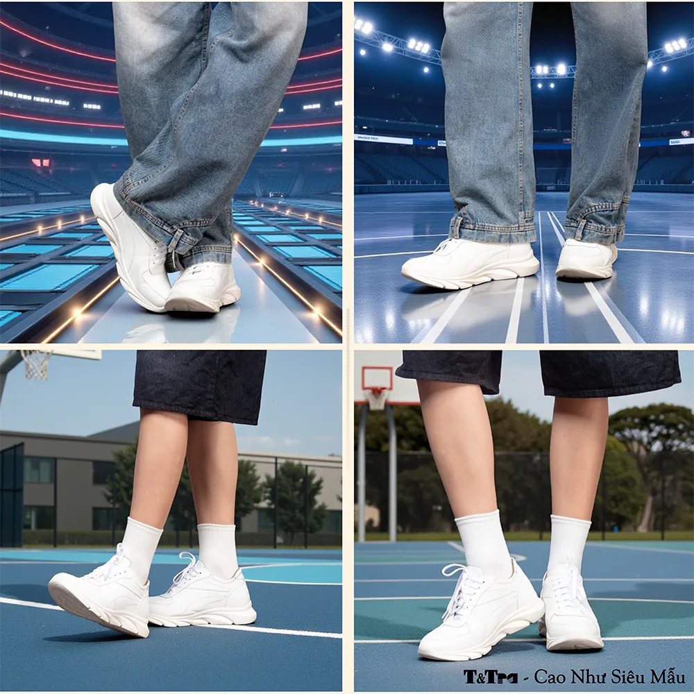 GIÀY ĐẾ CAO NAM SIÊU NHẸ T228 TRẮNG CAO 8CM