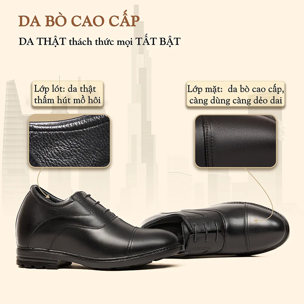 GIÀY ĐỘN NAM CAO 10CM SIÊU ÊM - CHỐNG DỐC T96 ĐEN