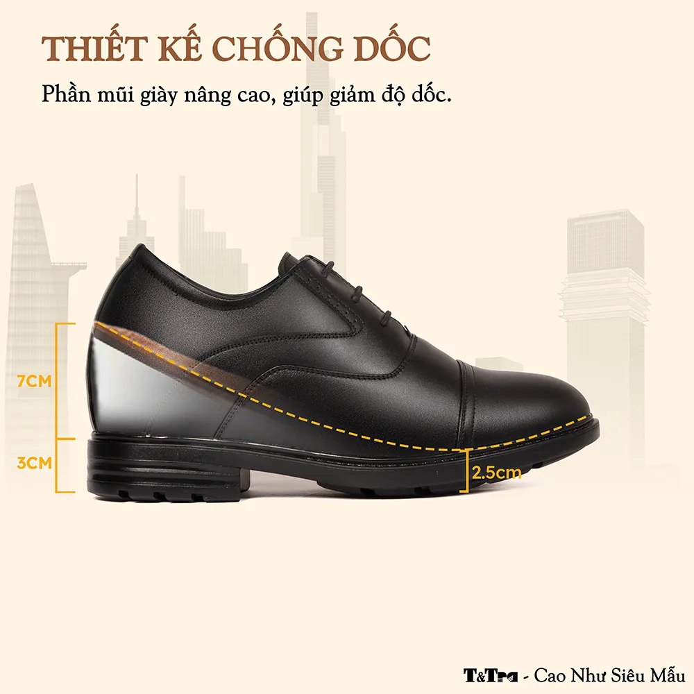 GIÀY ĐỘN NAM CAO 10CM SIÊU ÊM - CHỐNG DỐC T96 ĐEN