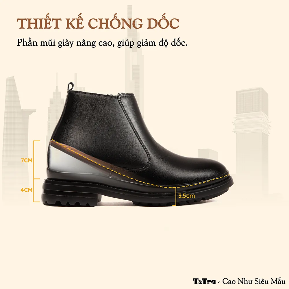 GIÀY BOOTS NAM SIÊU NHẸ T101Đ CAO 11CM