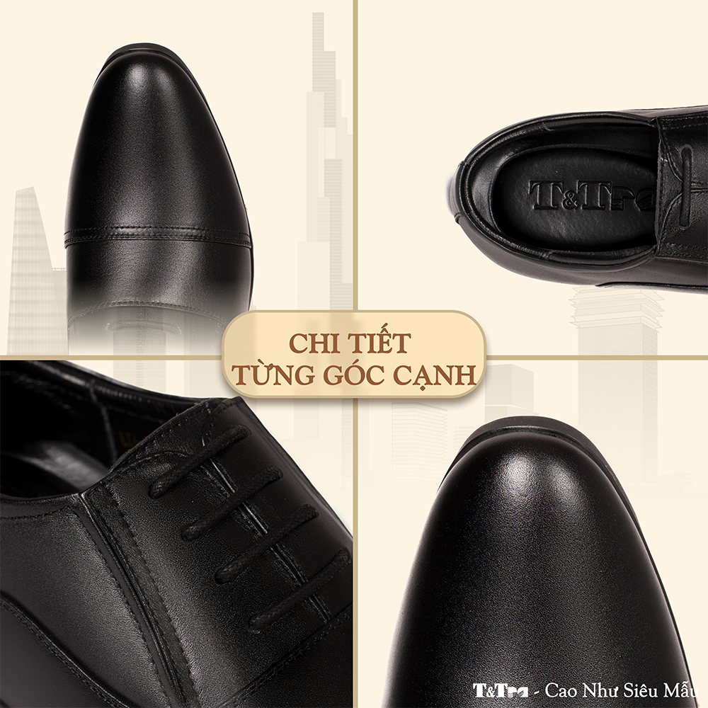 GIÀY TĂNG CHIỀU CAO NAM T51 ĐEN CAO 6CM