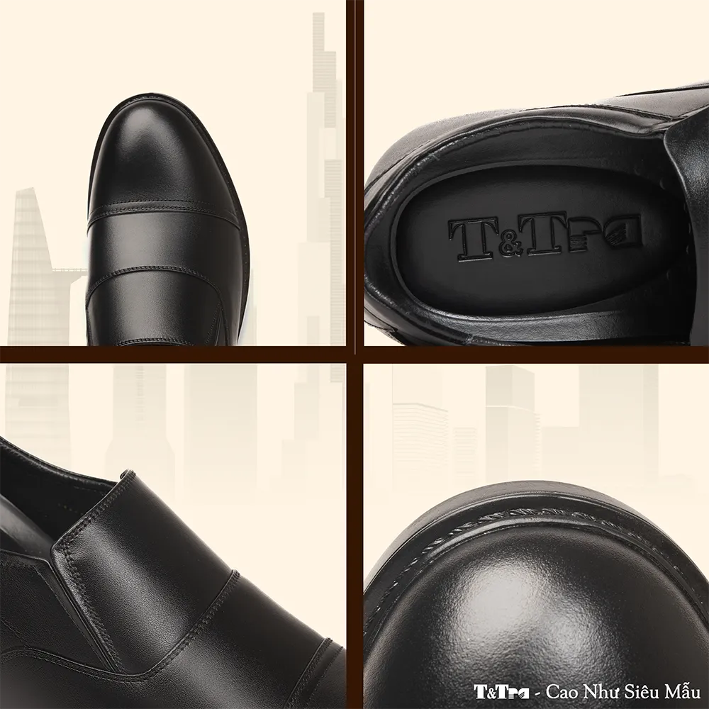 GIÀY ĐỘN NAM CAO 8CM SIÊU ÊM- CHỐNG DỐC T76 ĐEN