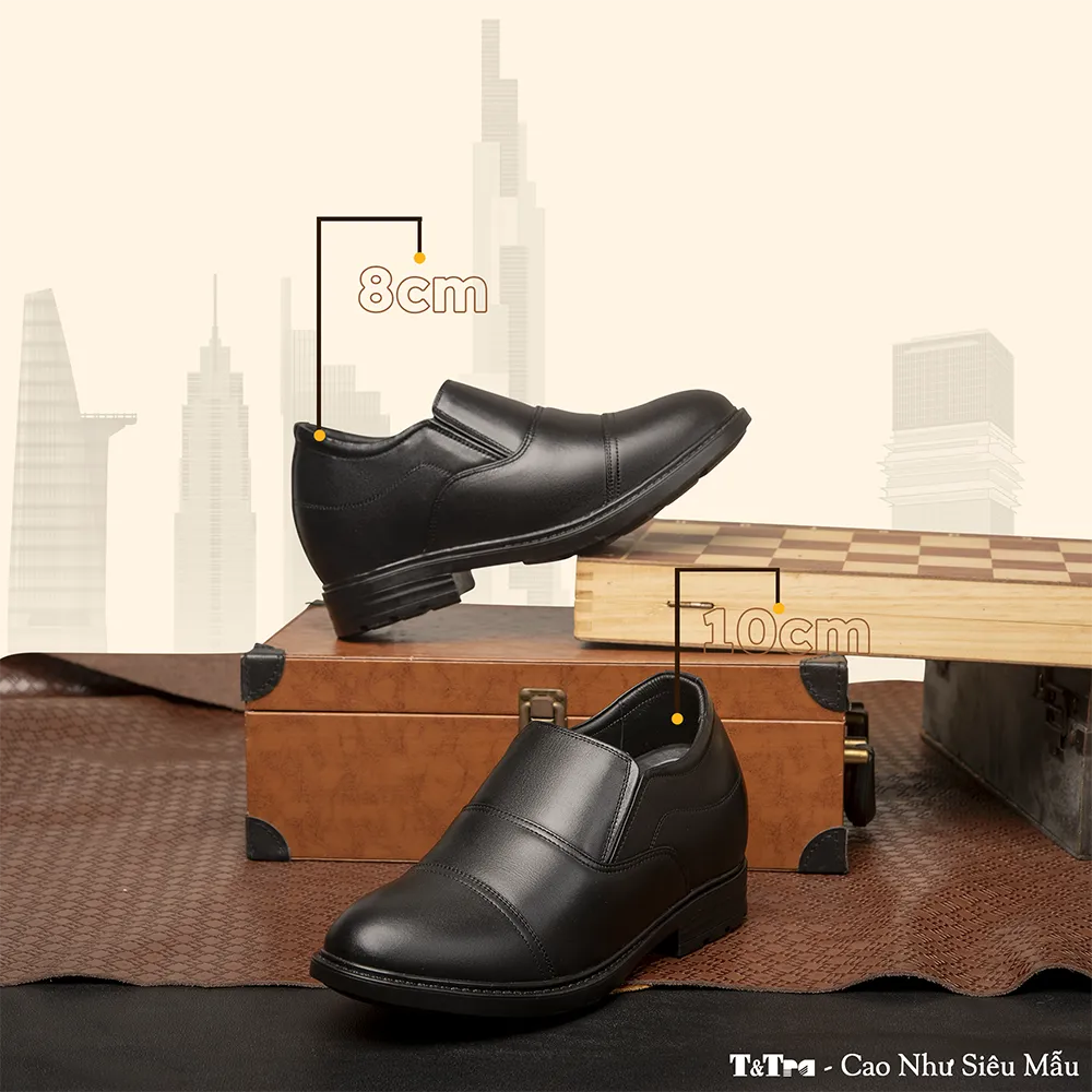GIÀY ĐỘN NAM CAO 8CM SIÊU ÊM- CHỐNG DỐC T76 ĐEN