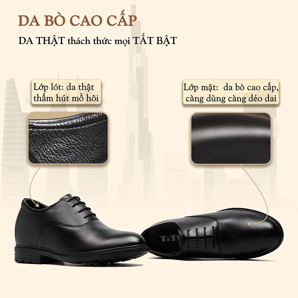 GIÀY ĐỘN NAM CAO 8CM SIÊU ÊM- CHỐNG DỐC T88 ĐEN
