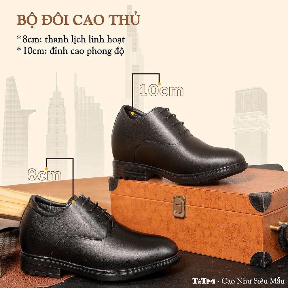 GIÀY ĐỘN NAM CAO 8CM SIÊU ÊM- CHỐNG DỐC T88 ĐEN