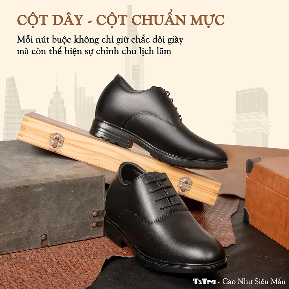 GIÀY ĐỘN NAM CAO 8CM SIÊU ÊM- CHỐNG DỐC T88 ĐEN