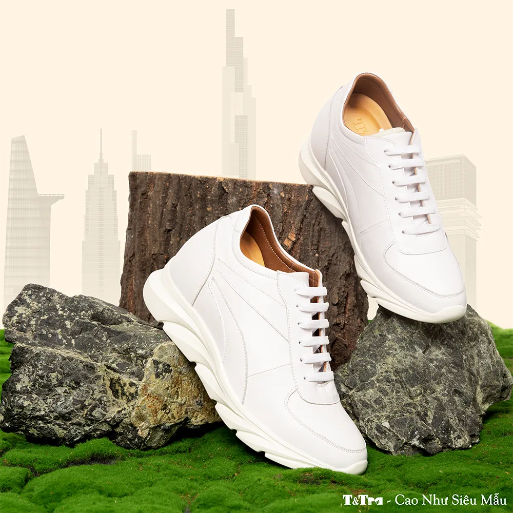 GIÀY CAO NAM SIÊU NHẸ T228 TRẮNG CAO 10CM