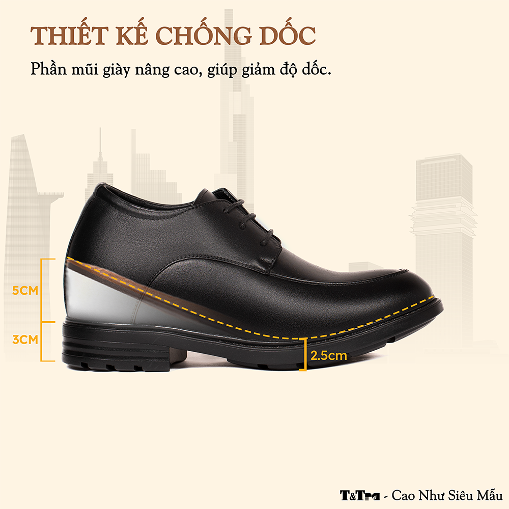 GIÀY CAO NAM 8CM SIÊU ÊM- CHỐNG DỐC T81 ĐEN