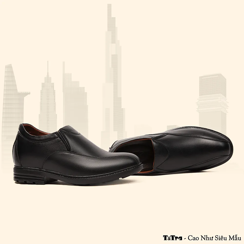 GIÀY NAM ĐẾ CAO 8CM SIÊU ÊM- CHỐNG DỐC T77 ĐEN