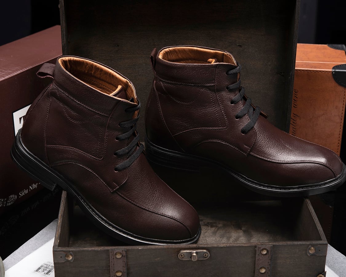 GIÀY BOOTS NAM T117 NÂU VẰN