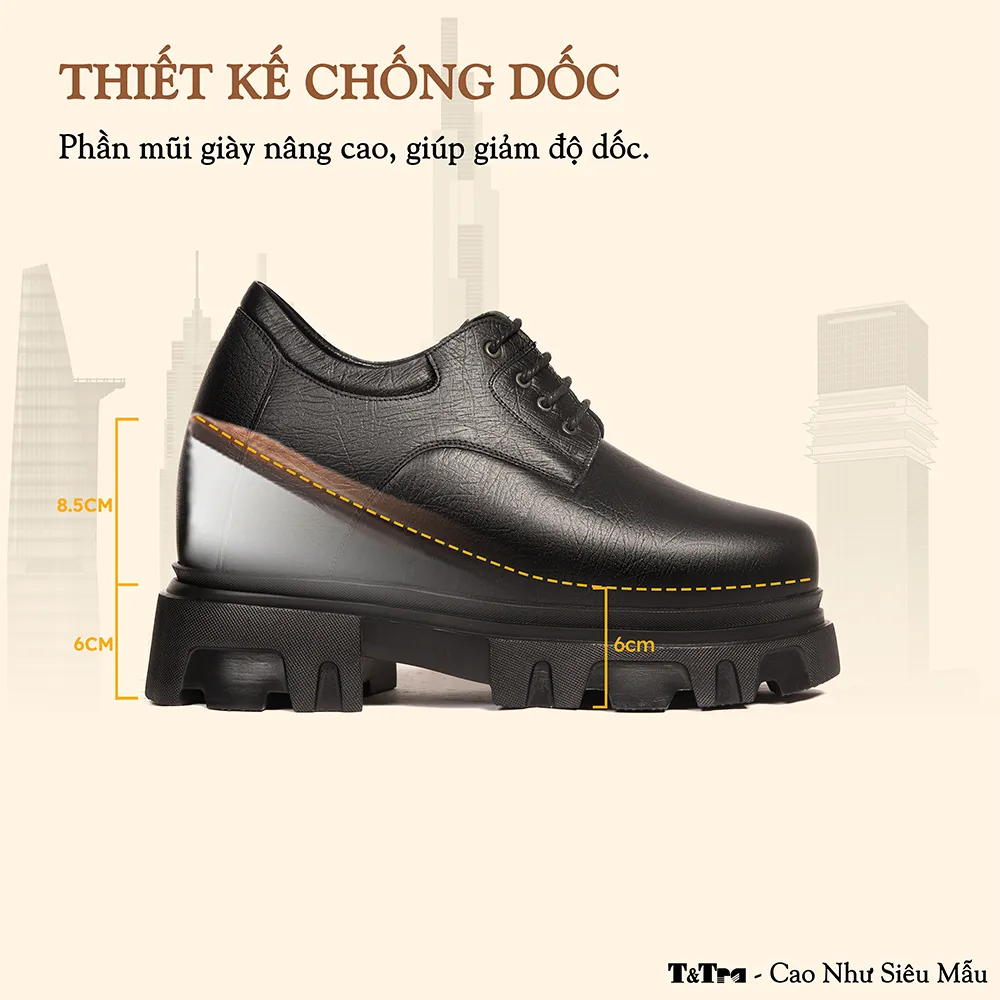 GIÀY TĂNG CHIỀU CAO NAM  SIÊU NHẸ T167 ĐEN SỌC CAO 14.5CM