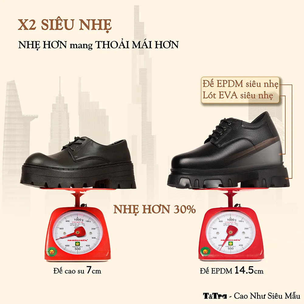 GIÀY TĂNG CHIỀU CAO NAM  SIÊU NHẸ T167 ĐEN SỌC CAO 14.5CM