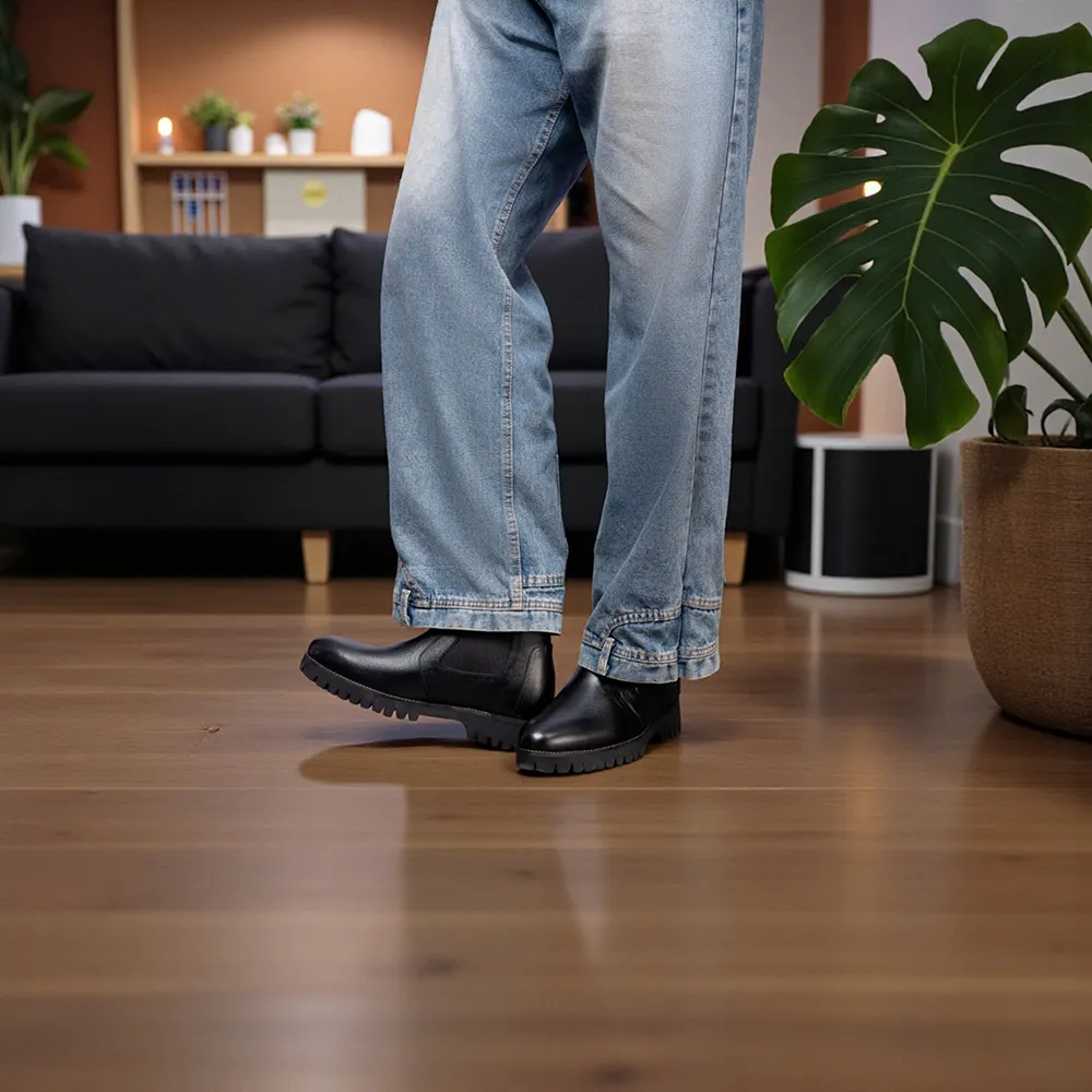 GIÀY CAO CỔ NAM SIÊU NHẸ S1077A ĐEN CAO 8CM