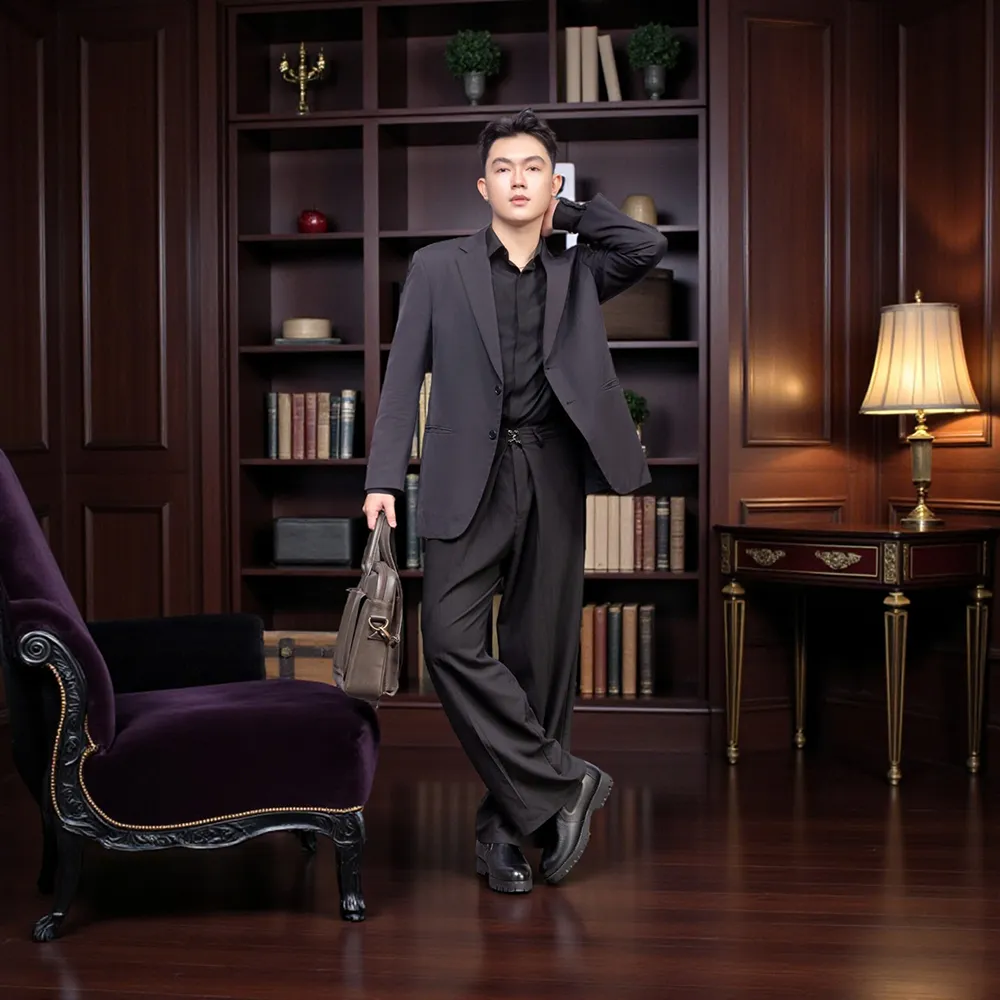 GIÀY CAO CỔ NAM SIÊU NHẸ S1077A ĐEN CAO 8CM