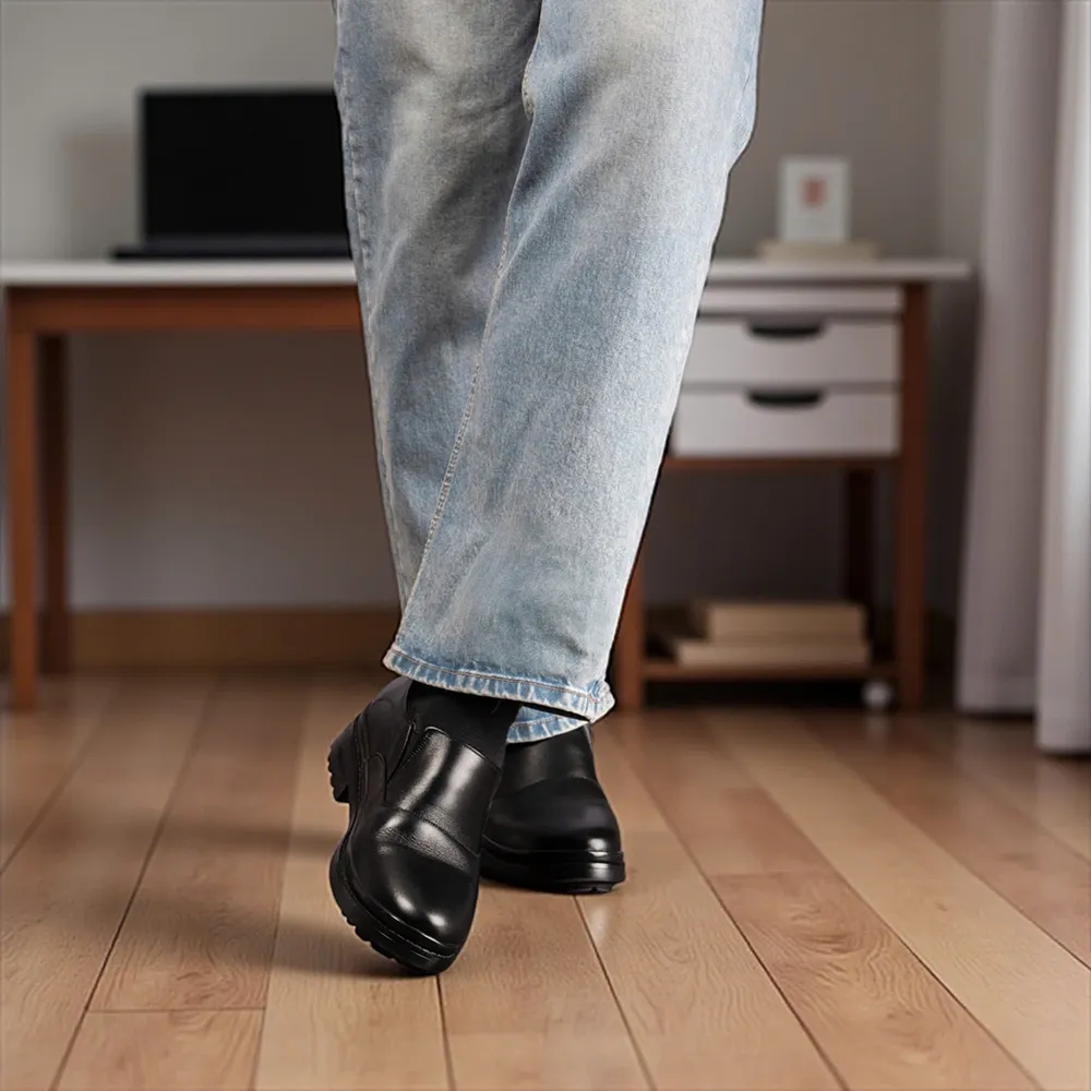 GIÀY ĐẾ CAO NAM  SIÊU NHẸ T143 ĐEN CAO 7CM