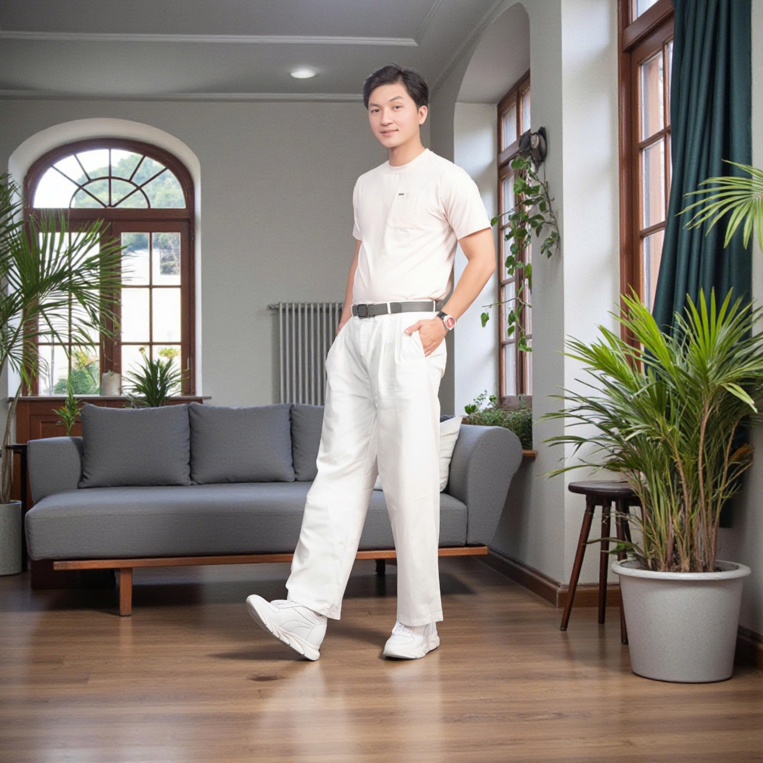 GIÀY CAO NAM SIÊU NHẸ T228 TRẮNG CAO 10CM