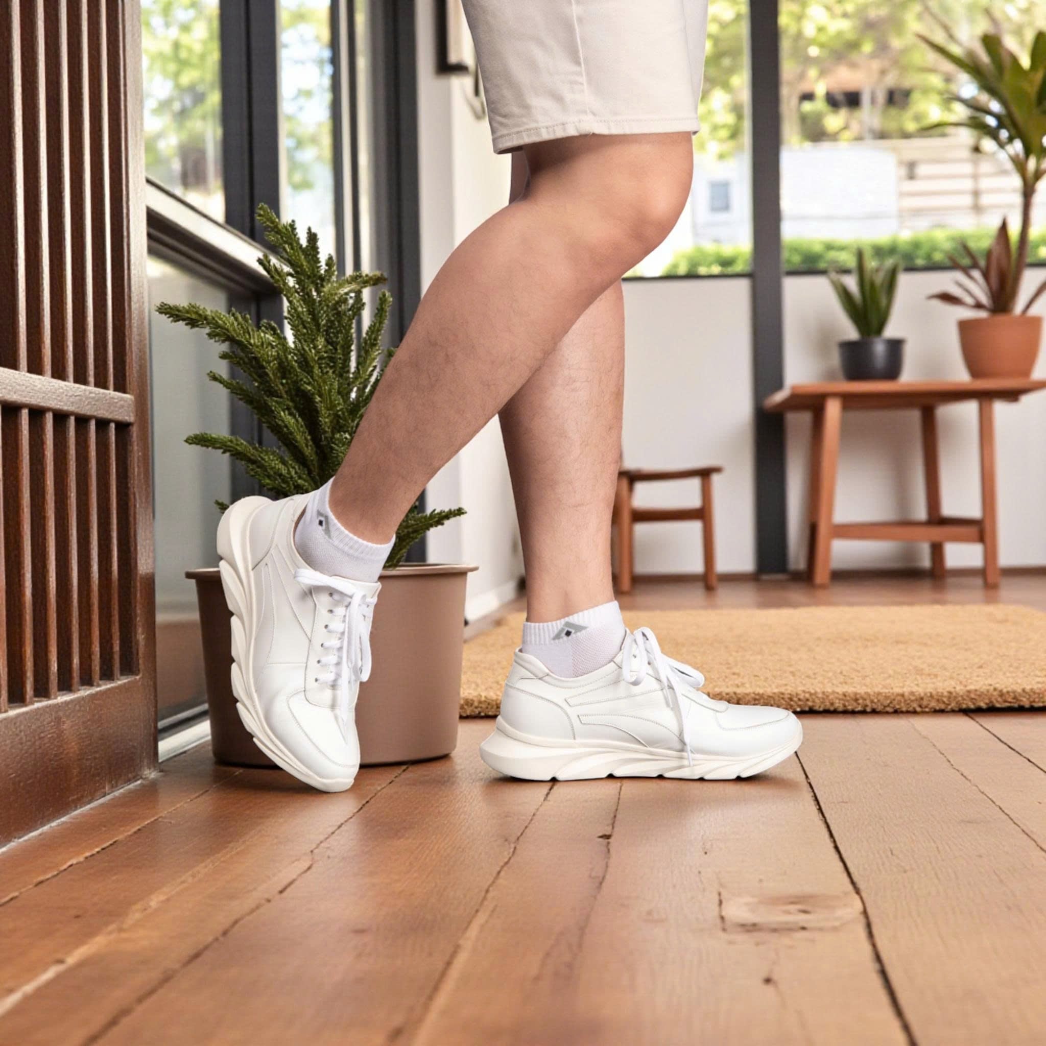 GIÀY ĐẾ CAO NAM SIÊU NHẸ T228 TRẮNG CAO 6CM