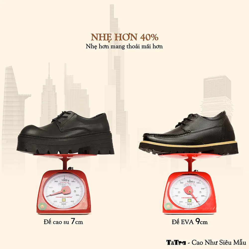 GIÀY TĂNG CHIỀU CAO NAM SIÊU NHẸ T123Đ CAO 9CM