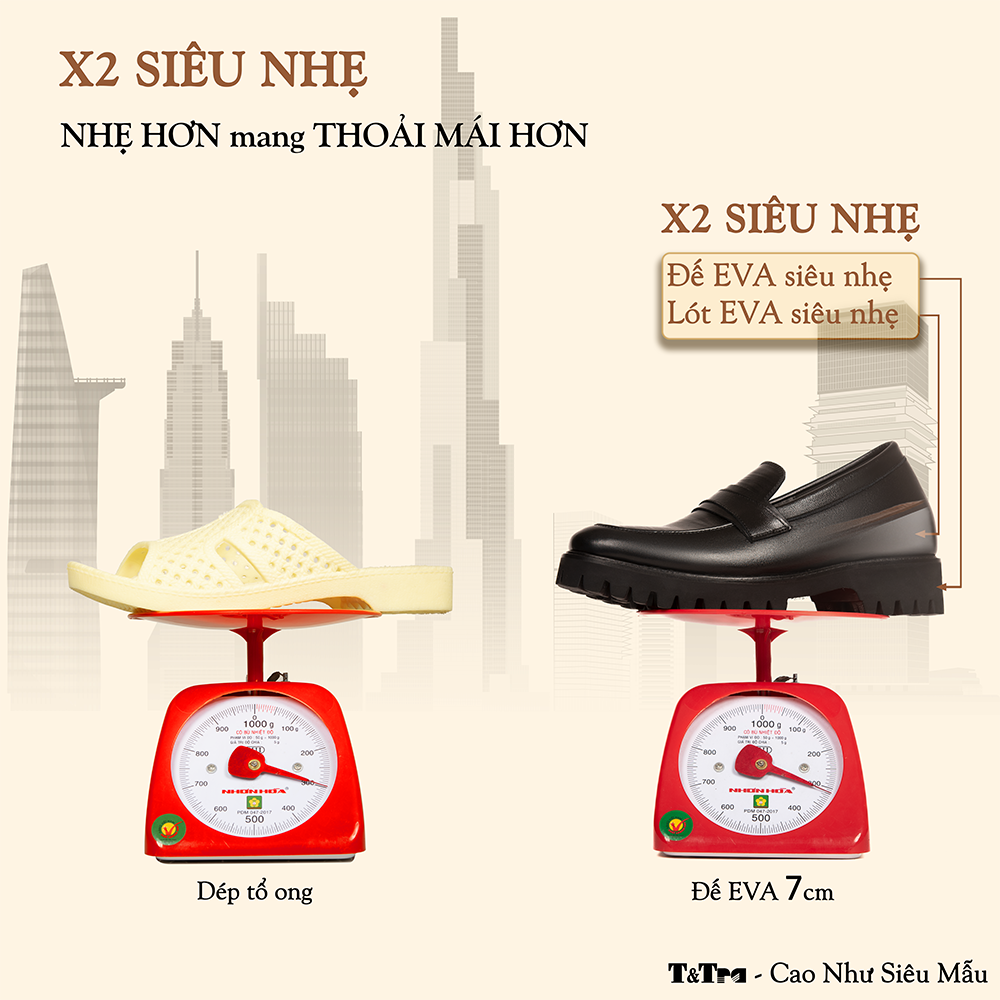 GIÀY ĐẾ CAO NAM S1110 ĐEN