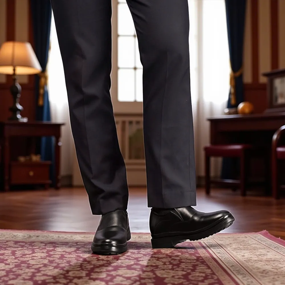 GIÀY ĐẾ CAO NAM  SIÊU NHẸ T143 ĐEN CAO 7CM