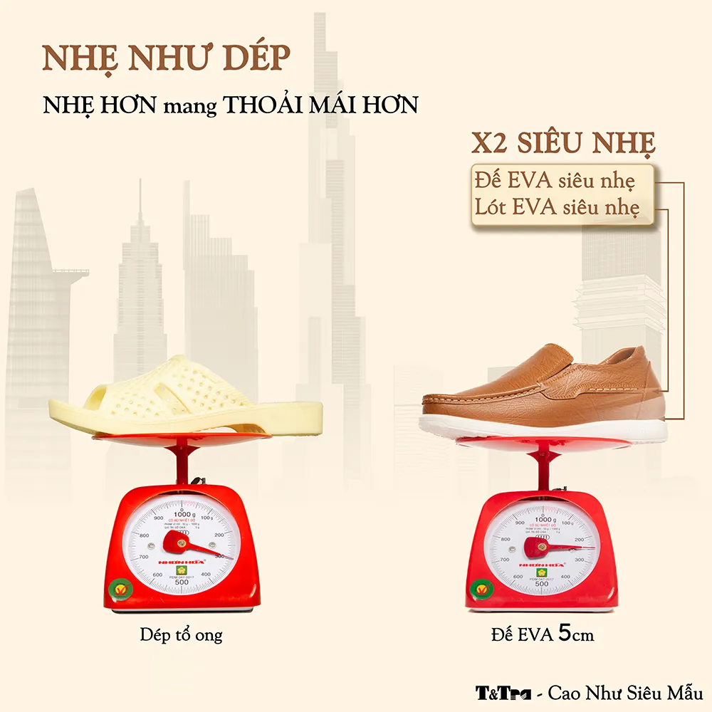 GIÀY TĂNG CHIỀU CAO NAM T163 NÂU BÒ SỌC CAO 5CM