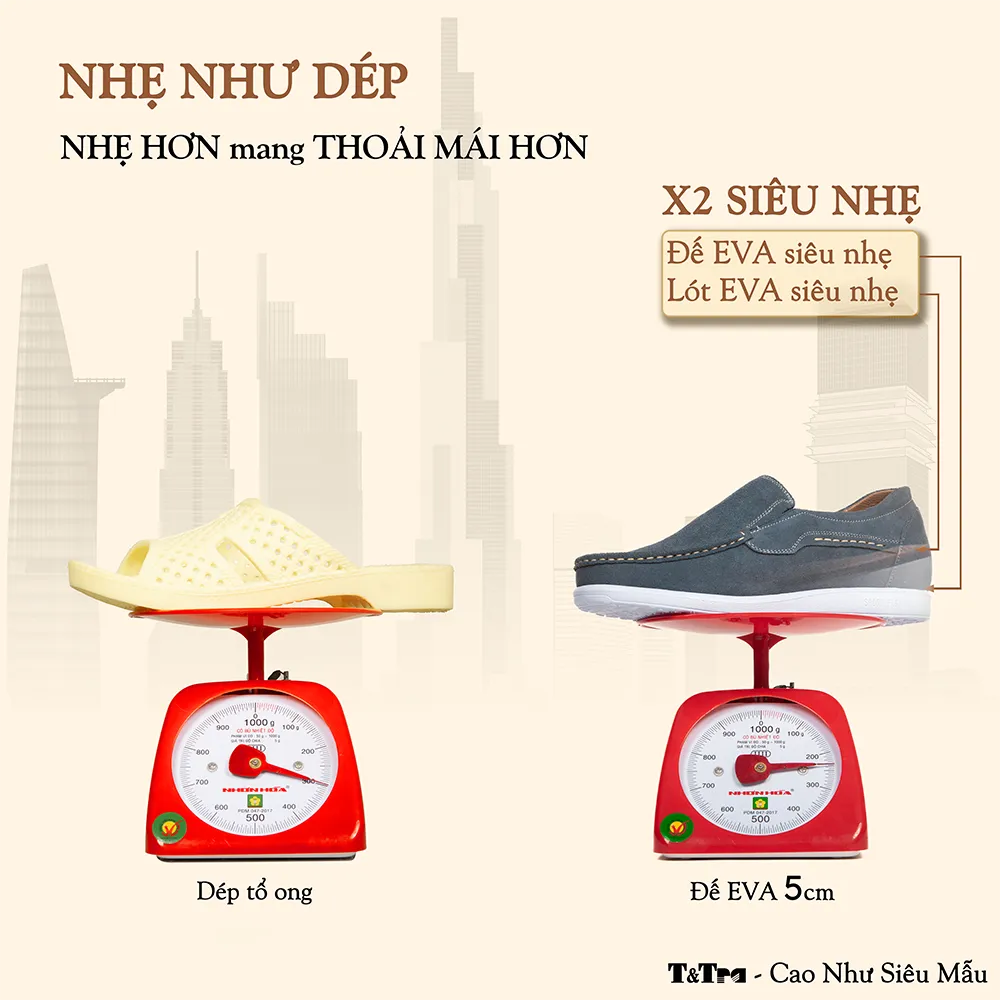 GIÀY ĐỘN NAM T163 XANH CAO 5CM